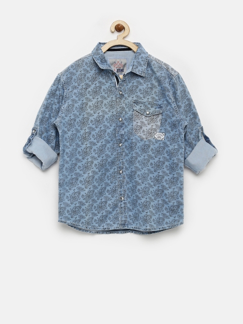 

Gini & Jony Boys Blue Printed Denim Shirt