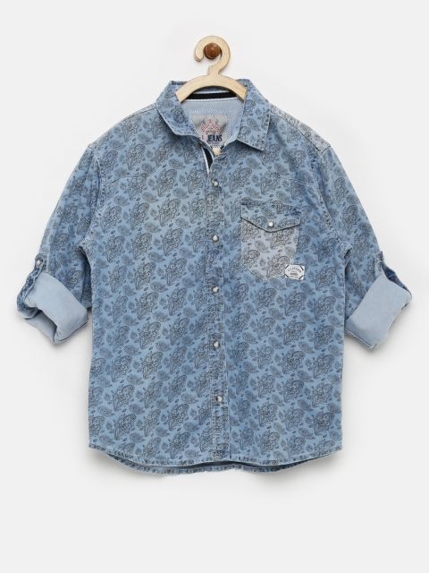 

Gini & Jony Boys Blue Printed Denim Shirt