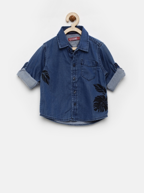 

Gini & Jony Boys Blue Printed Denim Shirt