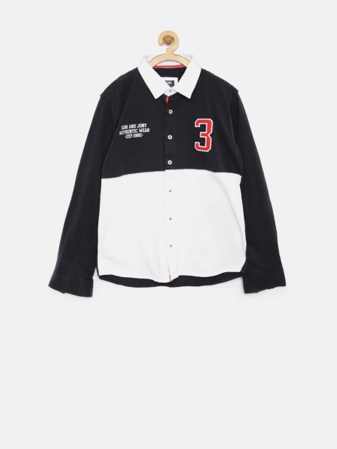 

GJ Unltd Jeans by Gini & Jony Boys Navy Colourblocked Shirt, Navy blue