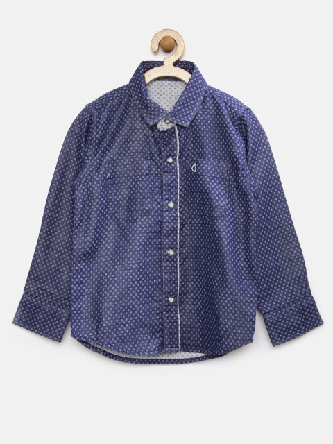 

Gini & Jony Boys Navy & White Patterned Reversible Shirt, Navy blue