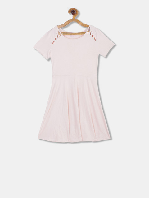 

The Childrens Place Girls Pink Solid Fit and Flare Dress