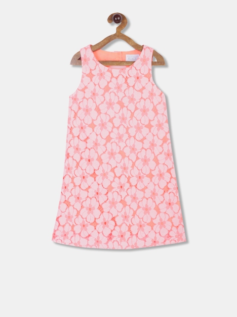 

The Childrens Place Girls Peach-Coloured Self Design A-Line Dress