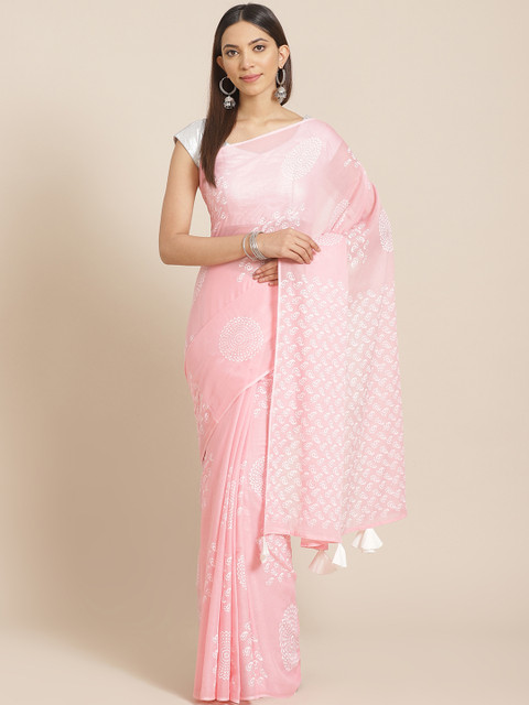 

Chokhi Bandhani Pink & White Pure Cotton Printed Saree