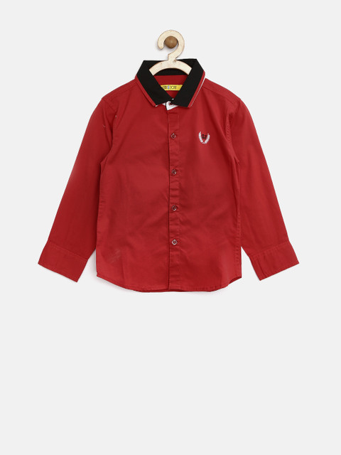 

Gini & Jony Boys Red Slim Fit Shirt