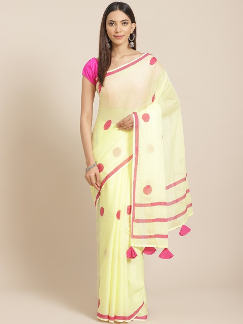 

Chokhi Bandhani Yellow & Magenta Pure Cotton Printed Saree