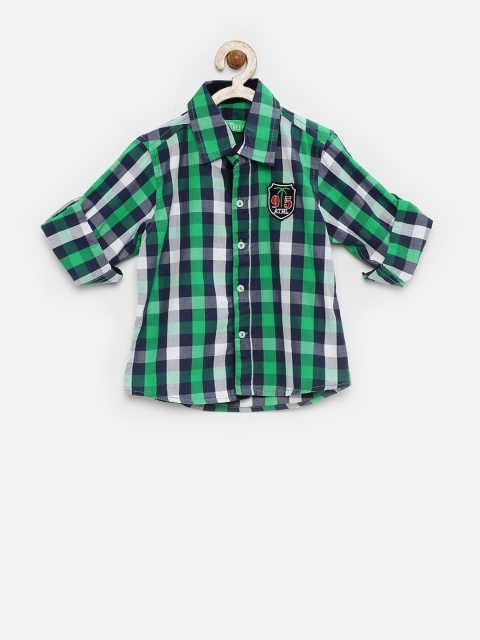 

Palm Tree by Gini & Jony Boys Navy & Green Checked Shirt, Navy blue