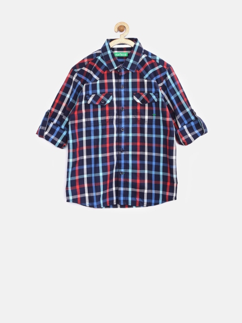 

Palm Tree by Gini & Jony Boys Navy Checked Shirt, Navy blue