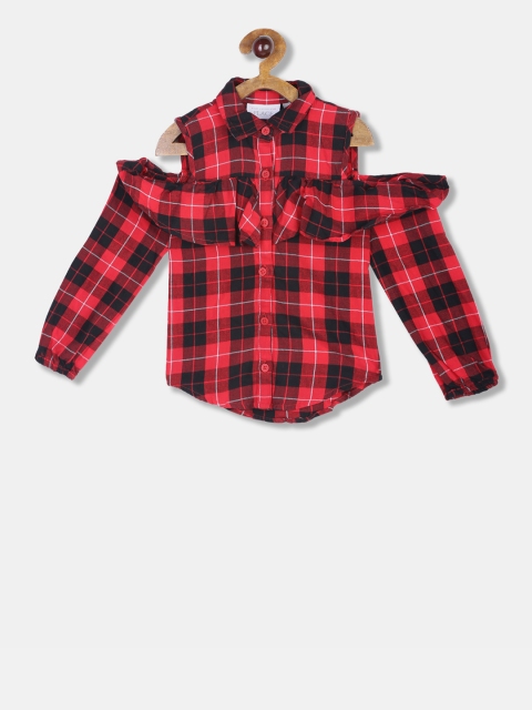 

The Childrens Place Girls Red & Black Regular Fit Checked Casual Shirt