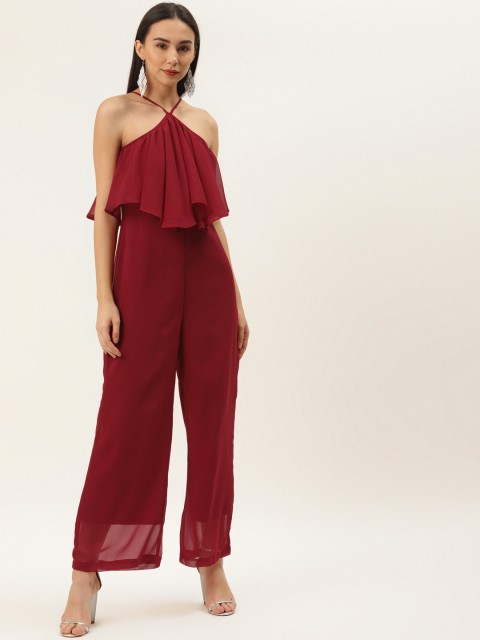 

Trend Arrest Women Maroon Solid Basic Jumpsuit