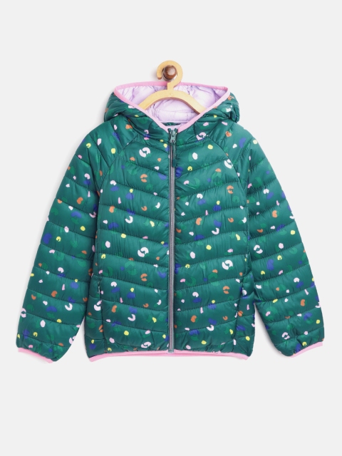 

Marks & Spencer Girls Green & Pink Printed Extra Warmth Stormwear Hooded Puffer Jacket