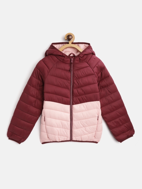 

Marks & Spencer Girls Peach-Coloured Colourblocked Stormwear Hooded Puffer Jacket