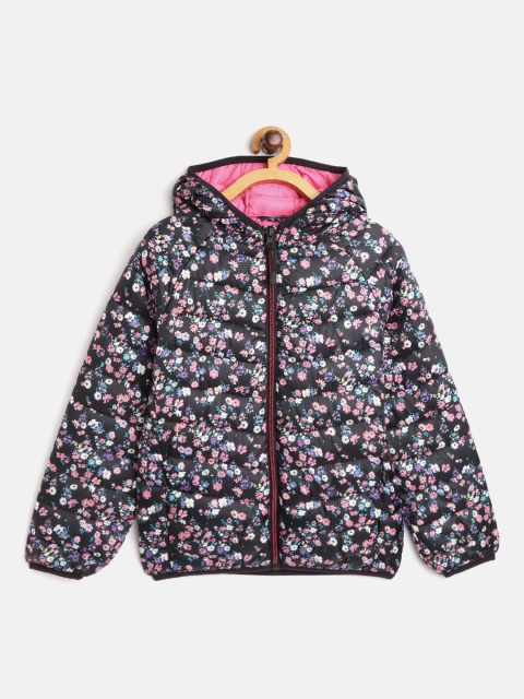 

Marks & Spencer Girls Black & Pink Floral Extra Warmth Stormwear Hooded Puffer Jacket
