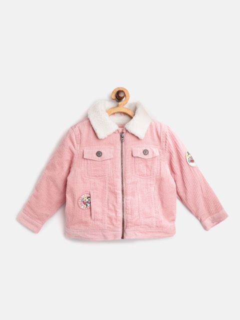 

Marks & Spencer Girls Pink Solid Fuzzy Lined Cotton Corduroy Jacket