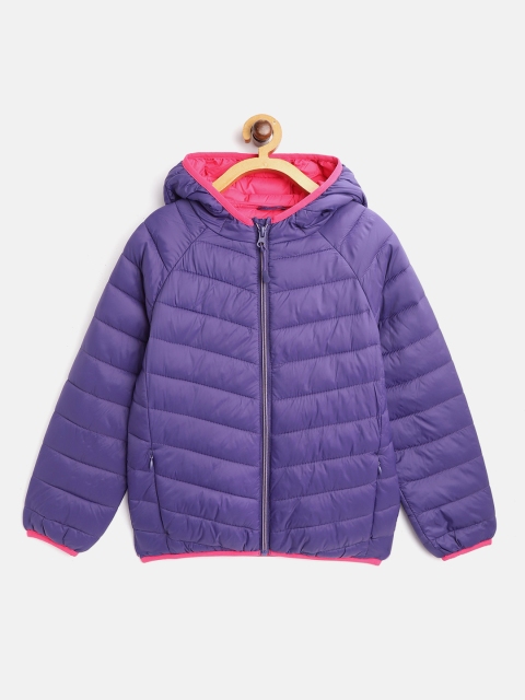 

Marks & Spencer Girls Purple Solid Extra Warmth Stormwear Hooded Puffer Jacket