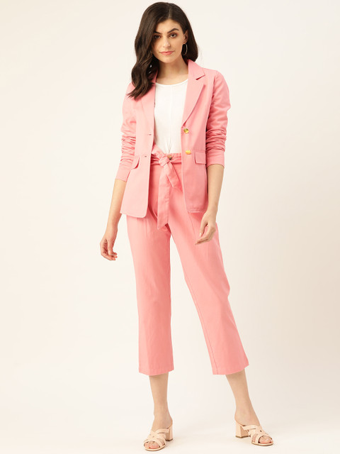 

Aayna Women Pink Solid 2-Piece Suit