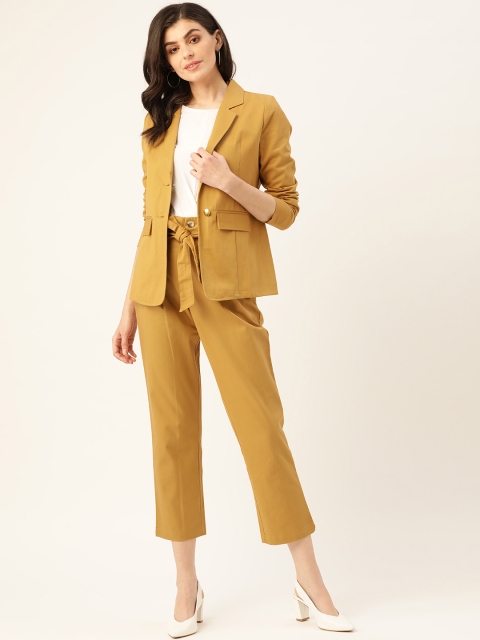 

Aayna Women Mustard Yellow Solid 2-Piece Suit