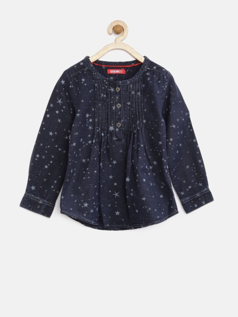 

GJ Unltd Jeans by Gini & Jony Girls Navy Printed Denim Top, Navy blue