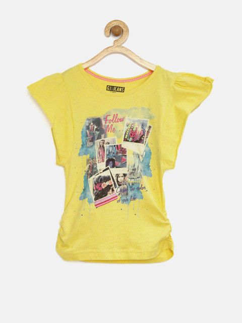 

GJ Unltd Jeans by Gini & Jony Girls Yellow Printed Top