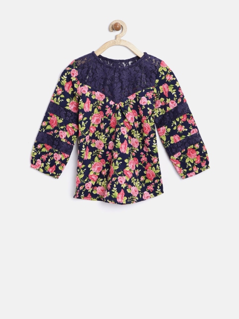 

Gini & Jony Girls Navy Floral Print Top, Navy blue
