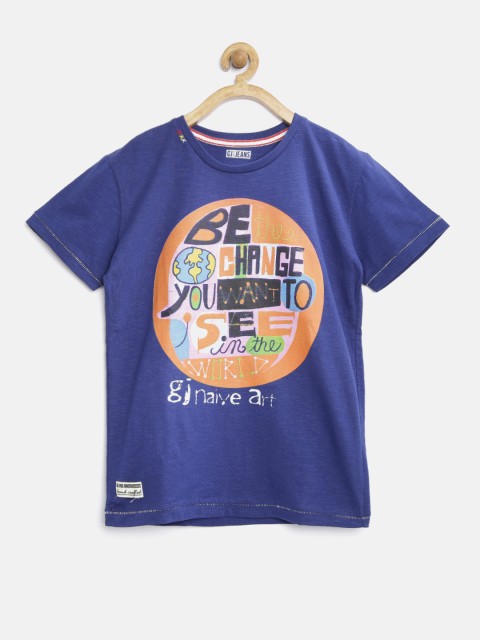 

GJ Unltd Jeans by Gini & Jony Boys Navy Printed T-shirt, Navy blue