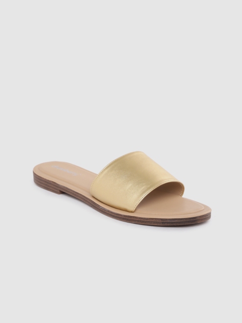 

DressBerry Women Gold-Toned Solid Open Toe Flats