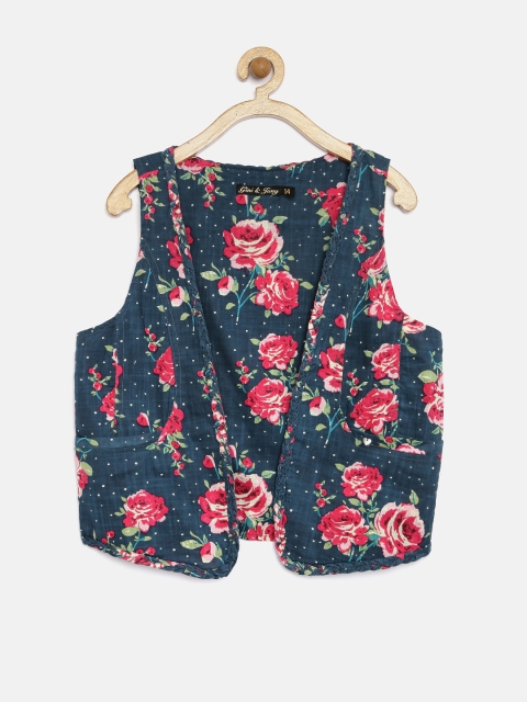 

Gini & Jony Girls Navy & Pink Floral Print Waistcoat, Navy blue