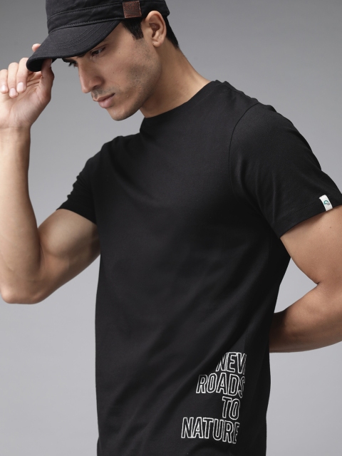 

Roadster Men Black Solid Round Neck Organic Cotton T-shirt