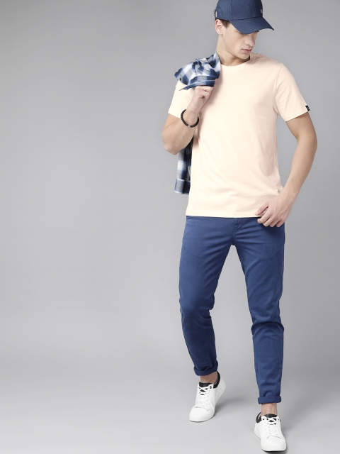 

Roadster GreenTurn Men Cream-Coloured Solid Organic Cotton Round Neck T-shirt