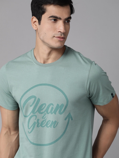 

Roadster Men Sea Green Printed Greenturn Sustainable T-shirt