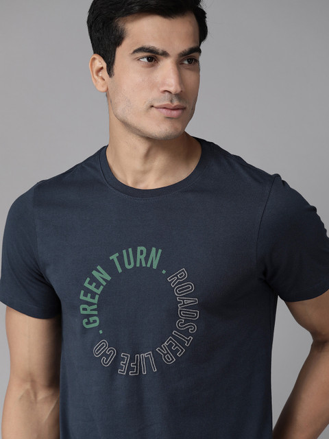 

The Roadster Lifestyle Co Men Navy Blue Printed Greenturn Sustainable T-shirt