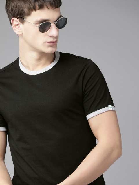 

Roadster GreenTurn Men Black Organic Cotton Solid Sustainable T-shirt