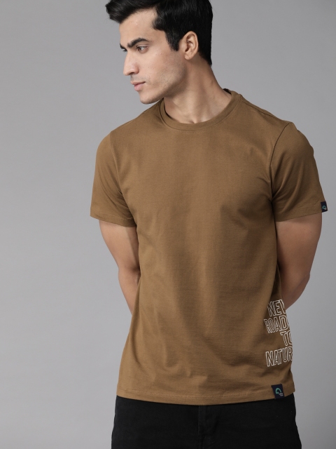 

Roadster Men Olive Brown Solid Greenturn Organic Cotton Round Neck T-shirt