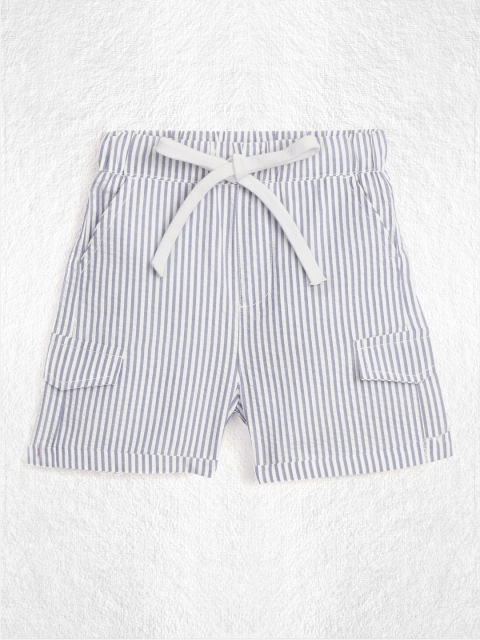 

YK Infant Boys Blue & White Striped Pure Cotton Regular Fit Shorts