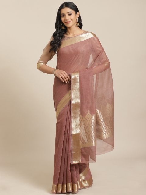 

Mitera Mauve Woven Design Maheshwari Liva Saree