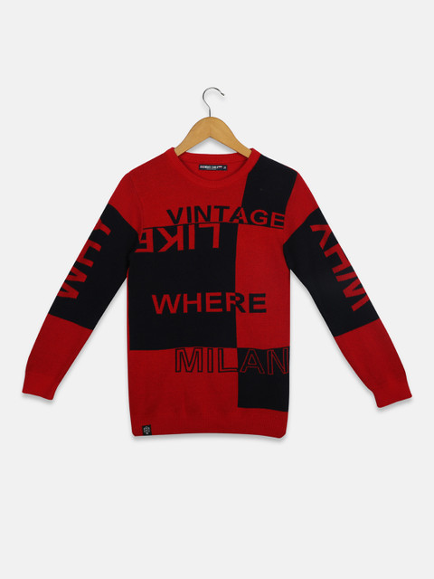 

Monte Carlo Boys Red & Black Printed Pullover Sweater
