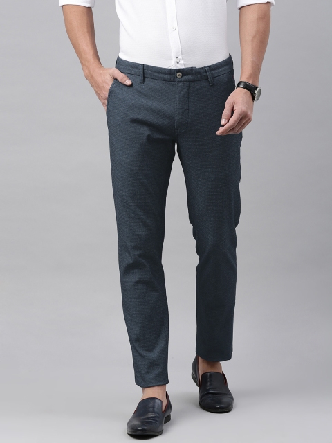 

Louis Philippe Sport Men Blue Self Design Slim Fit Regular Trousers