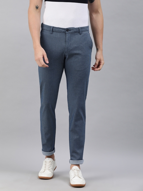 

Louis Philippe Sport Men Navy Blue Slim Fit Self Design Regular Trousers