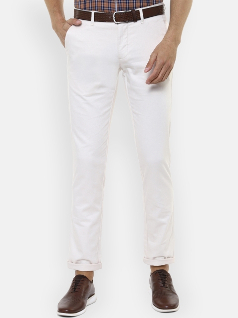 

Louis Philippe Sport Men White Textured Slim Fit Low-Rise Regular Trousers