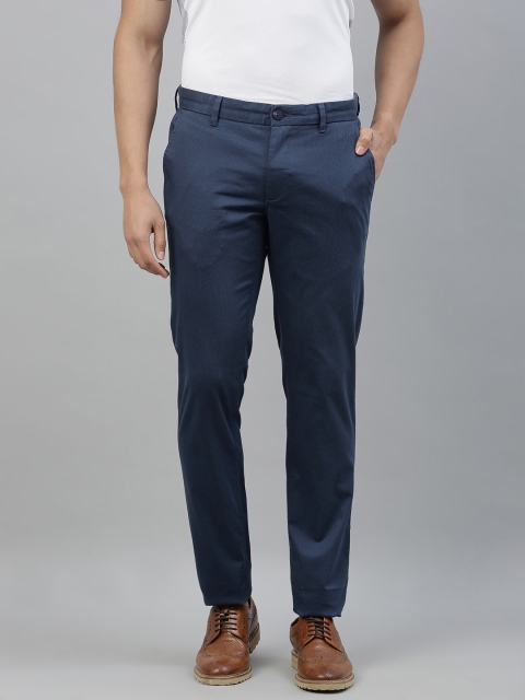 

Louis Philippe Sport Men Navy Blue Slim Fit Self Design Regular Trousers