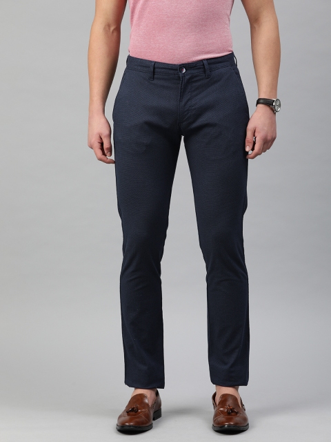 

Louis Philippe Sport Men Navy Blue Slim Fit Geometric Self Design Trousers