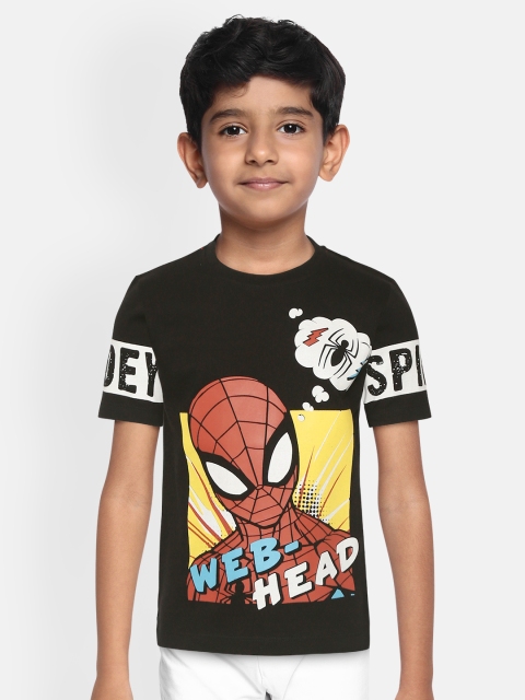 

YK Marvel Boys Black & Red Spiderman Print Round Neck T-shirt