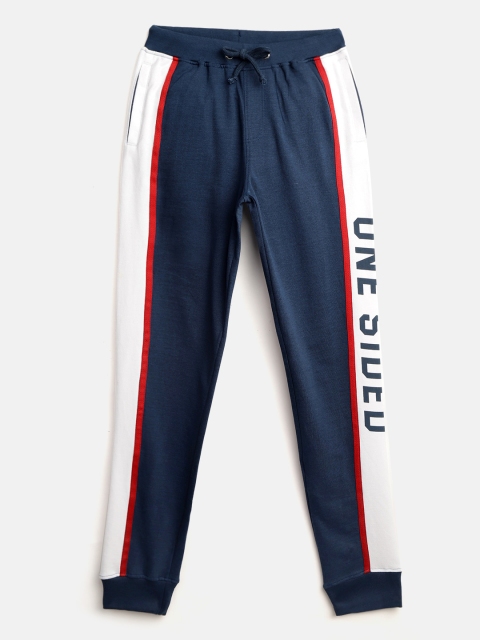 

YK Boys Teal Blue Solid Pure Cotton Joggers with Side Taping Detail