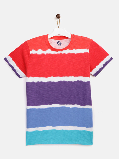 

YK Boys Multicoloured Tie & Dye Pure Cotton Round Neck T-shirt, Multi