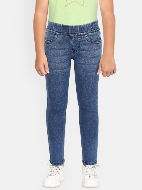 

YK Girls Blue Solid Jeggings