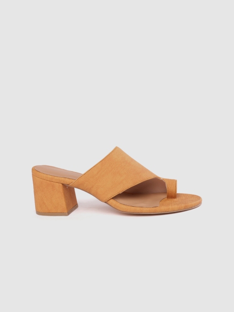 

Mast & Harbour Women Mustard Yellow Solid Block Heels