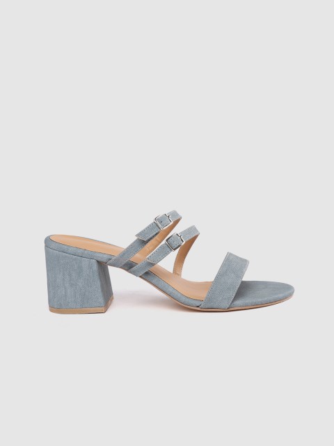 

Mast & Harbour Women Blue Solid Block Heels with Buckle Detail