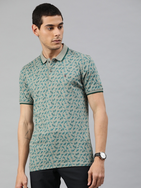 

Louis Philippe Sport Men Grey & Blue Printed Polo Collar T-shirt