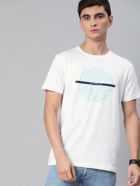 

Louis Philippe Jeans Men White Printed Round Neck T-shirt