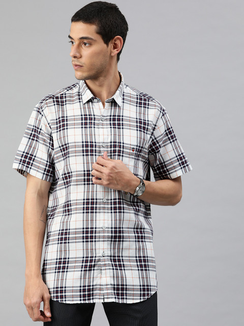 

Louis Philippe Sport Men White & Black Slim Fit Checked Casual Shirt